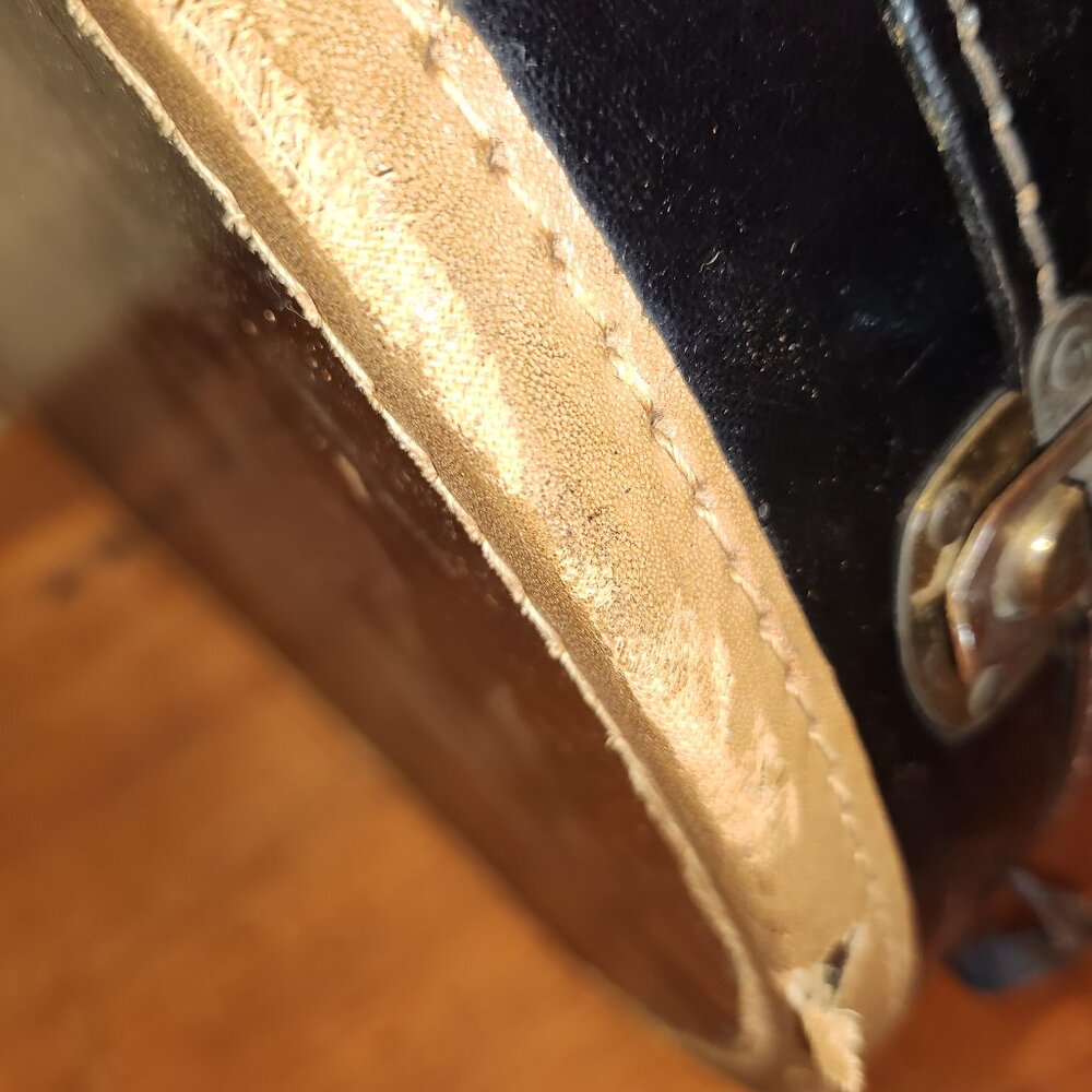 Vintage Lined Hat Box Train Case Leather Trim **AS IS** - Picture 10 of 16